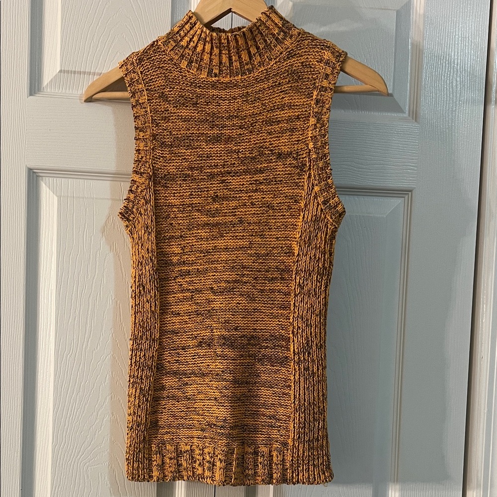 Nine West Multicolor Marled Knit Mock Turtleneck Sleeveless Sweater
